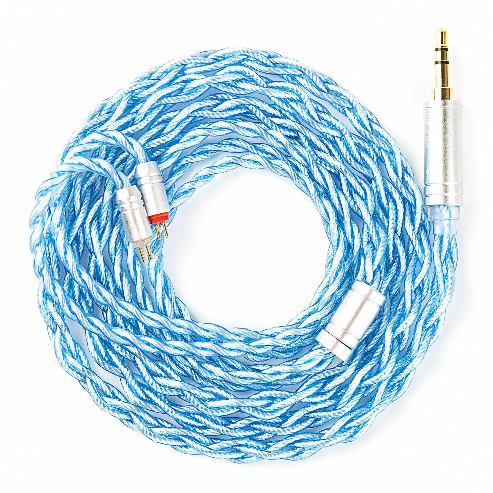 

KBEAR to Earphone Litz Shielded Single Crystal Copper Silver Plated Improved Sound HiFi Earphone Cable with Copper Plug Compatible with Detachable to синий