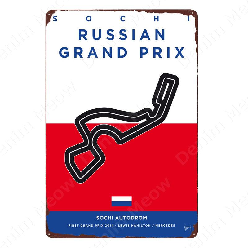 Vintage F1 Championship Metal Tin Sign, Racing Track Poster, Bar Cafe Club Wall Decoration, Grand Prix Circuit Iron Plaque,ZSS84