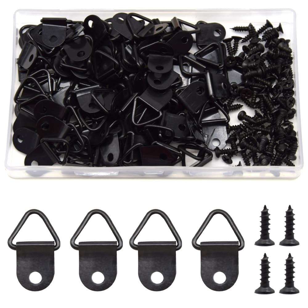 100 Pcs Picture Hooks  Ring Picture Hangers with Screws Picture Frame Hardware