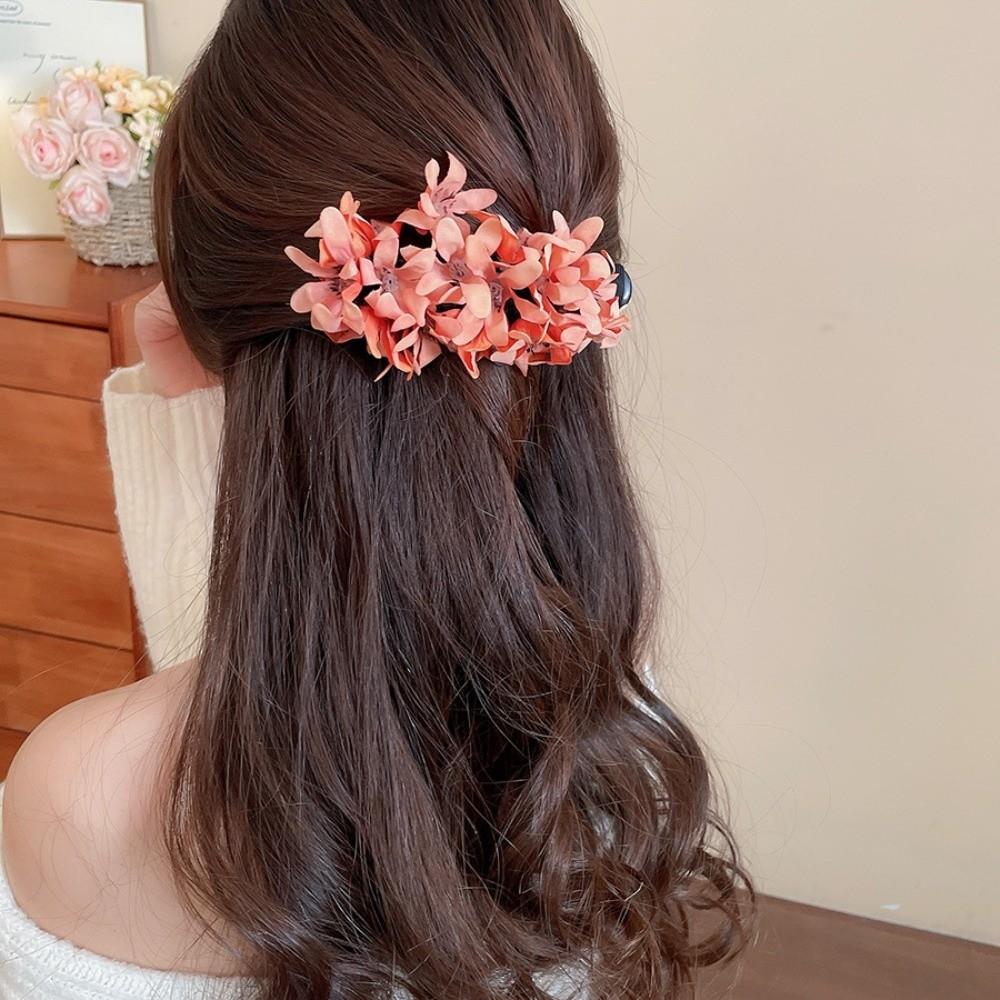 Colorful Flower Hairpin Cloth Ponytail Holder Elegant Hanfu Hair Clip  Summer Accessories