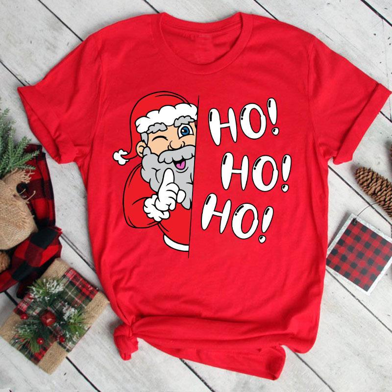 Women's Christmas Collection Printed Plus Size Trendy Letter Pure Cotton Short Sleeved T-Shirts Women’s
