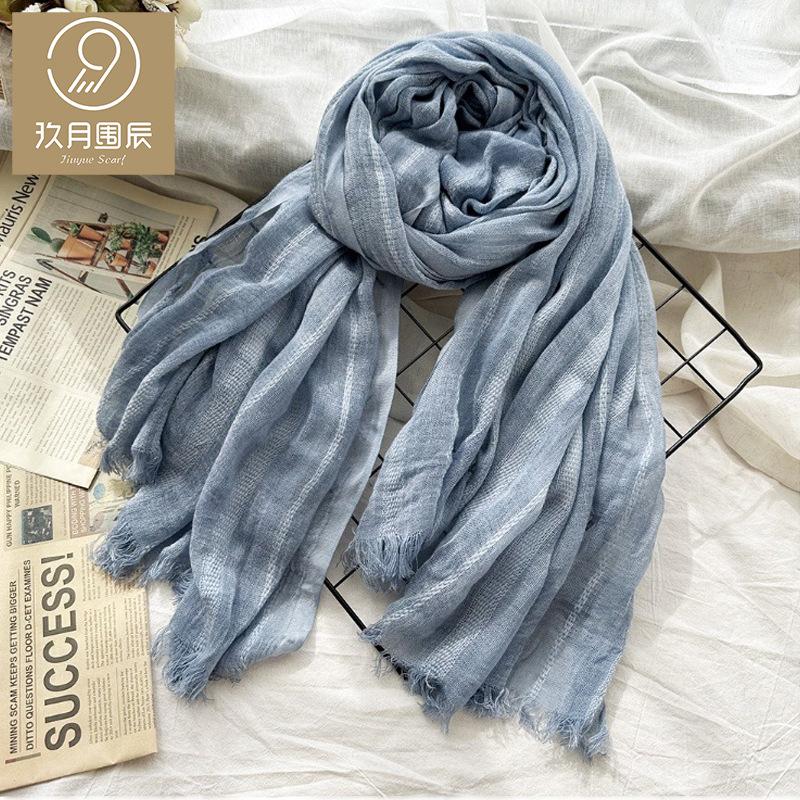 New solid color wool scarf women's retro dirty dyed striped shawl scarf