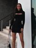 2025 Autumn/Winter Chic Hollowed-Out Sexy Tight Short Dress
