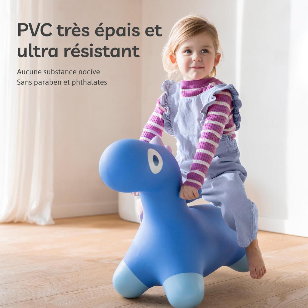 Quut Süßer Hoppi Dino Kosmisch Blau Dinosaurier Indoor Balance Plüsch Alter Baby Kindergarten Eingang Zuhause Spielen Mitfahrspielzeug, Spielset, Ball, Spielzeug, 2, 3, 4,