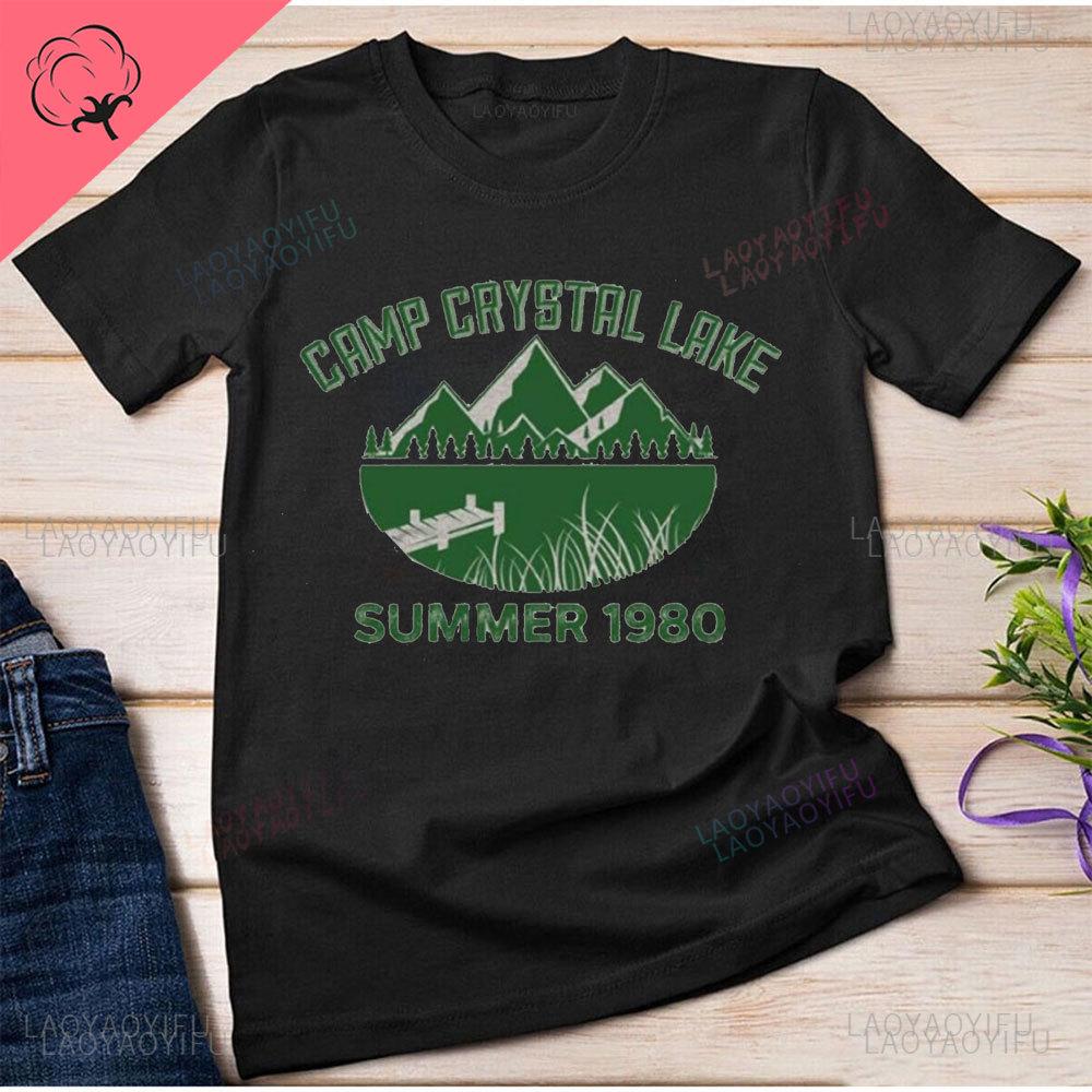 Camp Crystal Lake Funny Halloween Shirt High Quality Cotton Apparel Novelty Hipster Short Sleeve Printed T-shirt Tops