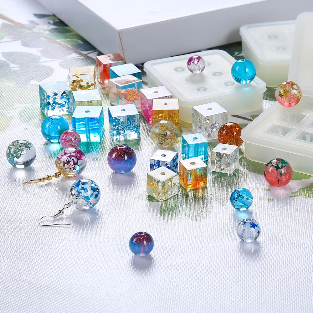 Six-Square-Sphere Bracelet Silicone Mold for DIY Crystal Glue Pendants