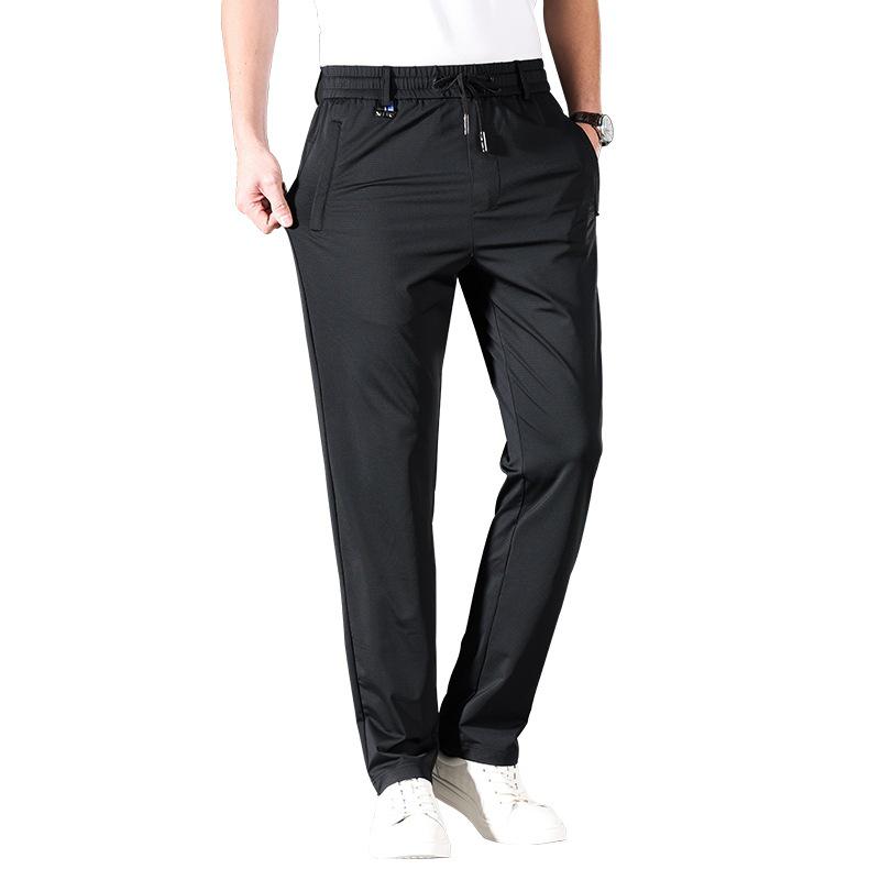 Men's Summer Ice Silk Quick-Dry Elastic Waist Casual Pants