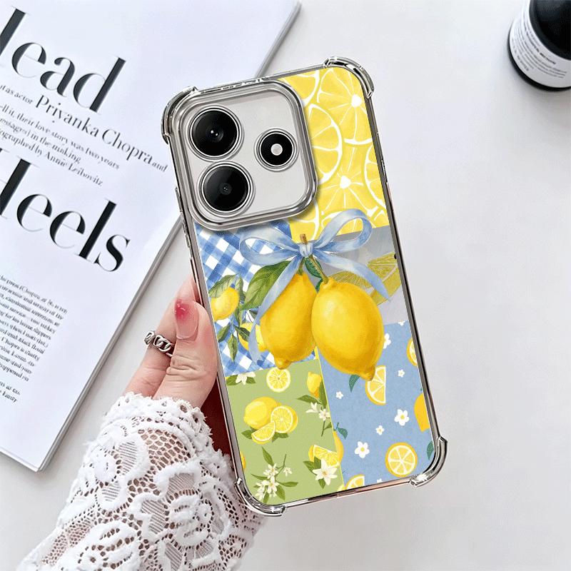 Summer Fruits Lemon Soft Phone Case For Xiaomi Redmi Note 14 15 Pro Plus 13 12 11S 11T 5G 10 9S 9 Plating Anti-Fall Fundas