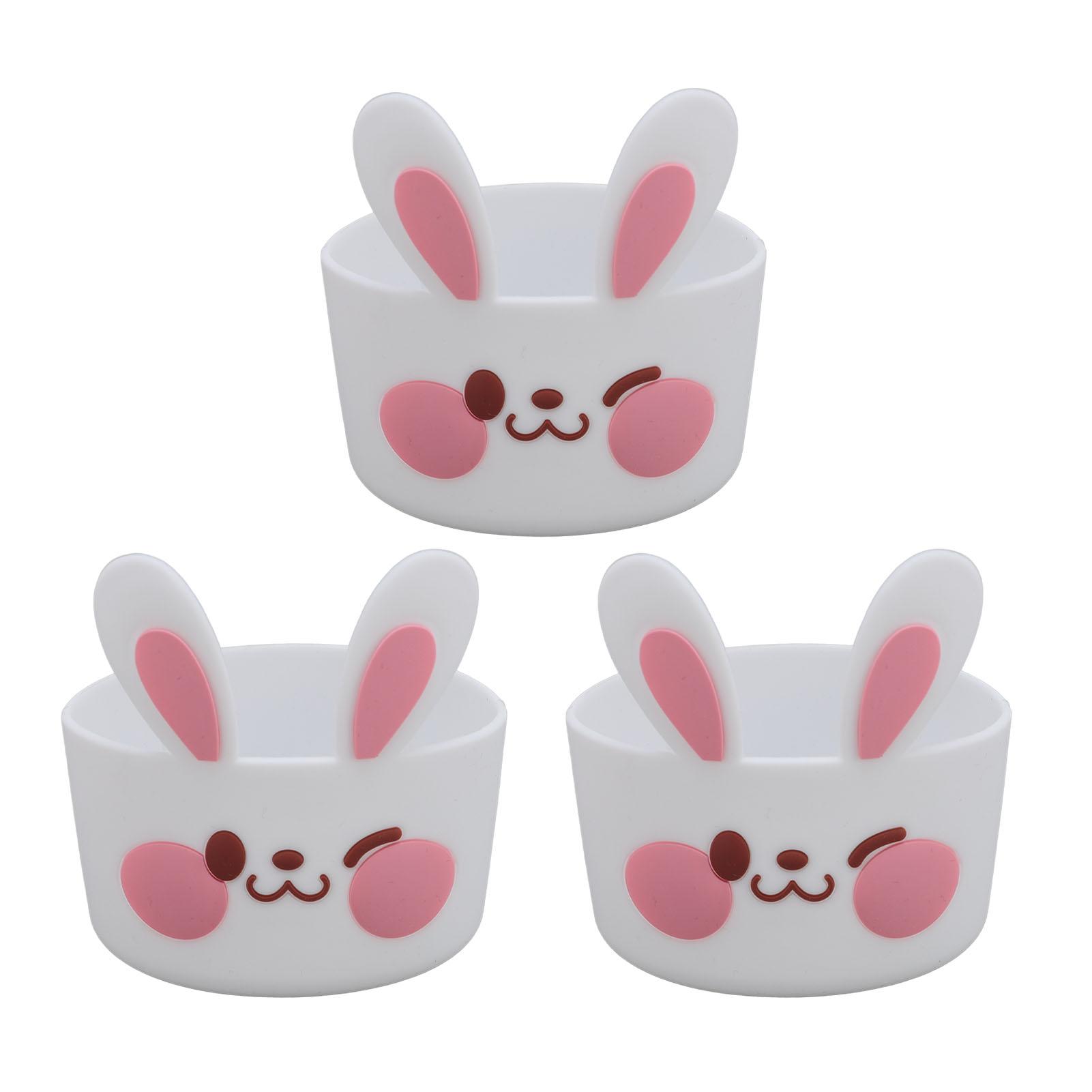 

3 шт. Силиконовый чехол для бутылки с водой, противоскользящий защитный рукав, силиконовый чехол для чашки с мультяшным кроликом для белый
