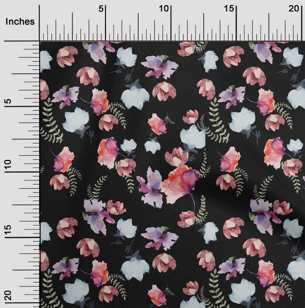 oneOone Bavlněný Flex Krémový Látka Květiny & Listy Akvarel DIY Oblečení Prošívaná Látka Potisk Látka Na Metráž 40 Palců