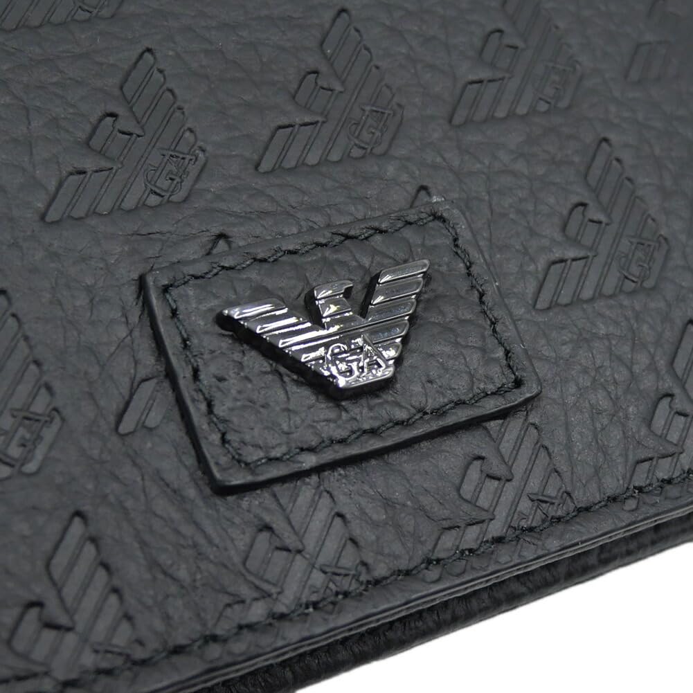 Emporio Armani Bifold Wallet Coin EM001741 AF14774 Black Men's (with Purse) [Used]
