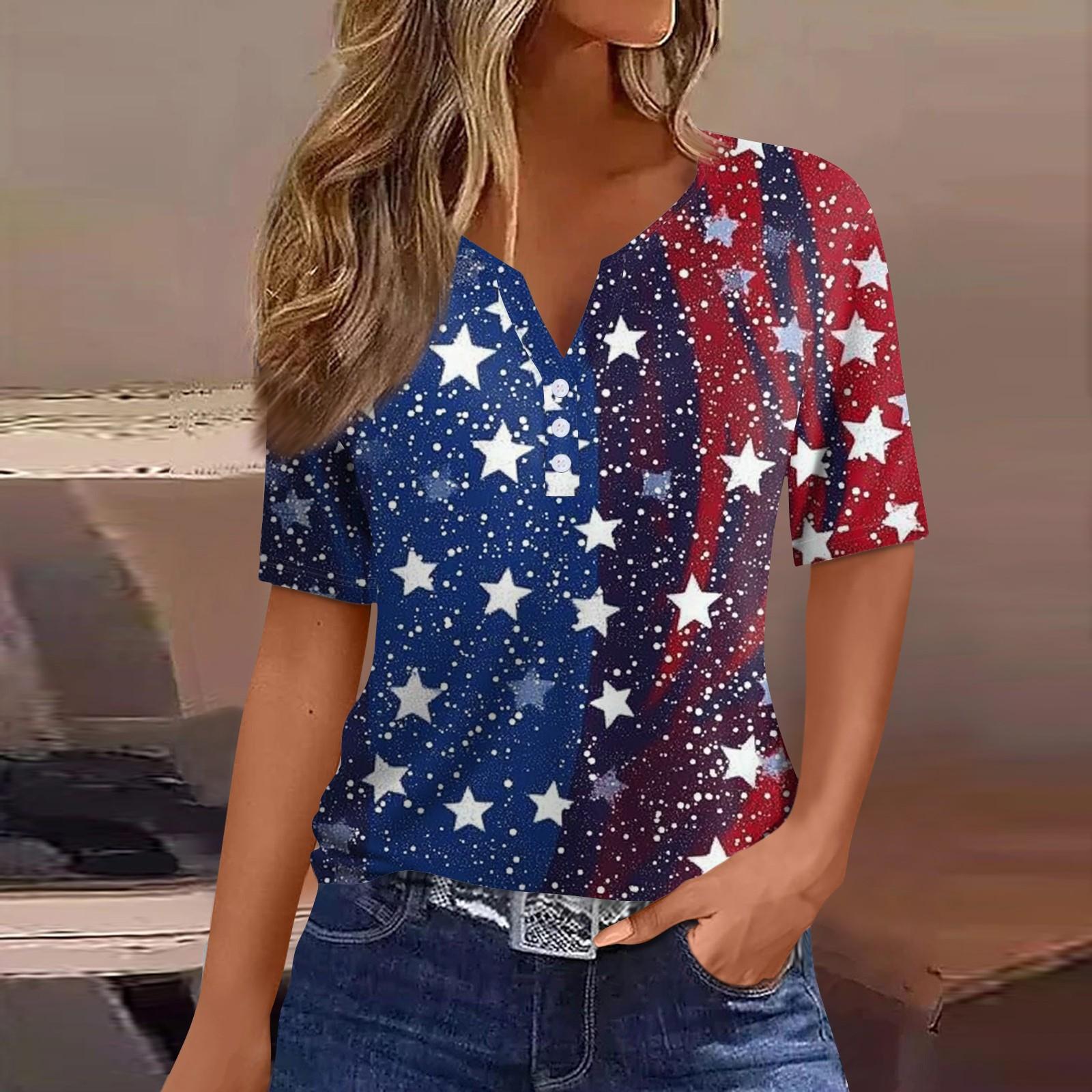 

Жен. Футболка С принтом Пуговицы С короткими рукавами Повседневные Выходные Мода Классический V-образный вырез Обычный Верх S