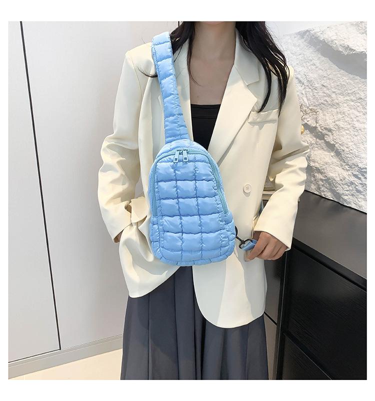 White Plaid Puff Shoulder Bag - Trendy, Versatile, and Cute for 2026