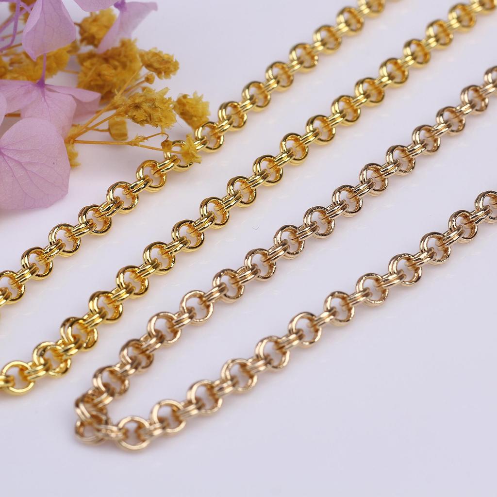 14k Gold-Filled Double-Strand Round Copper Chain for DIY Bracelet and Necklace Jewelry.