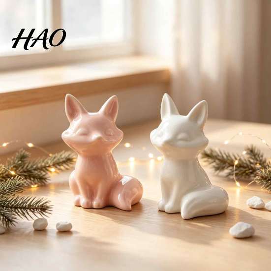 Zeitgenössische Innenraumakzente Keramik-Tierfigur, Moderne minimalistische Schwan-Fuchs-Statue für Wohnzimmerkunst, Hochzeitstortenaufsatz, Zimmer, Büro, Schreibtisch,