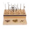 Angler Fly Tying Fishing Kit Tool Organizer - Wooden Fly Fishing Desk for 12 Fly Fishing Tools - Store Fly Tying Materials, Scissors, Bobbin, Thread