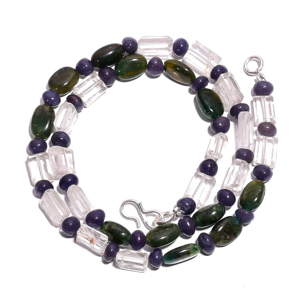 Natural Aventurine Iolite Crystal Gemstone Smooth Beads Necklace 17" UB-4760 UB-4760