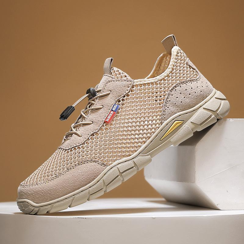 

Mesh shoes men s summer hollow breathable one-pedal mesh men s shoes soft sole light casual mesh shoes sports shoes 38 хакі