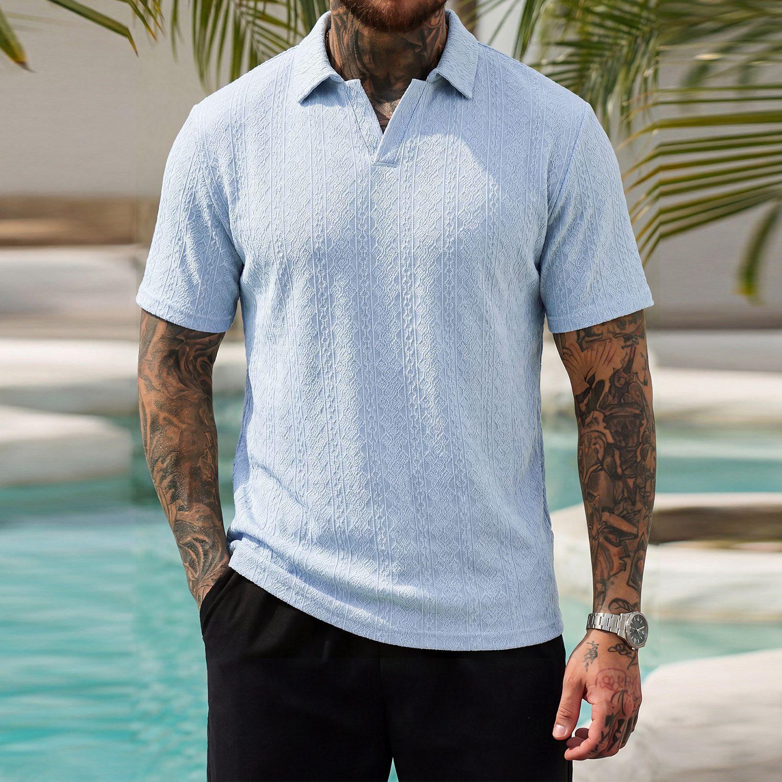 Men s Polo Shirt Short Sleeve Classic Fit Knit Collared Top Casual Comfortable Pullover XXL