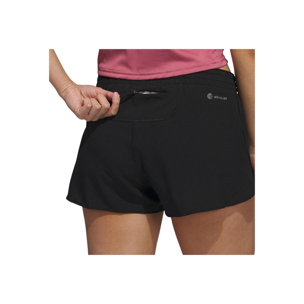 adidas Logo Print Elastic Waist Split Shorts Women Bottoms Black HZ6010