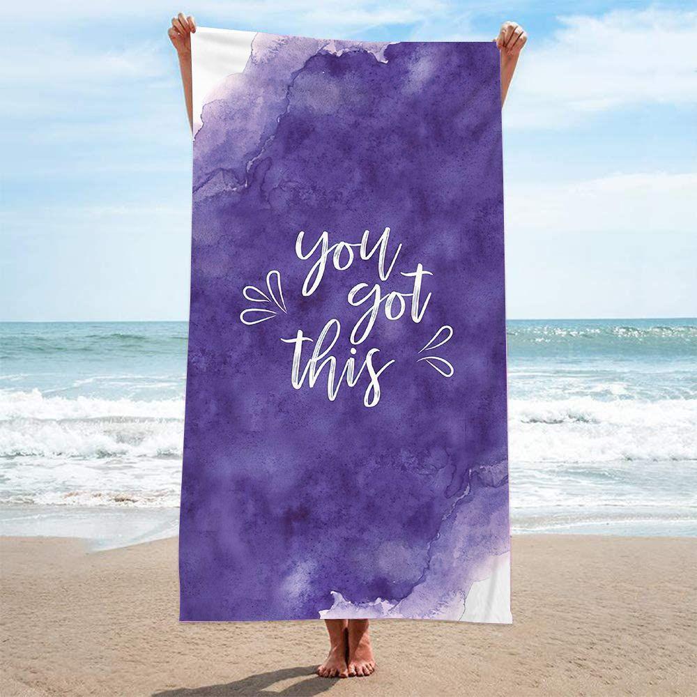1pc Abstract Lemon Fruit Striped Pattern Beach Towel, Ultra-fine Fiber Quick Drying Absorbent Outdoor Swimming Beach Towel
