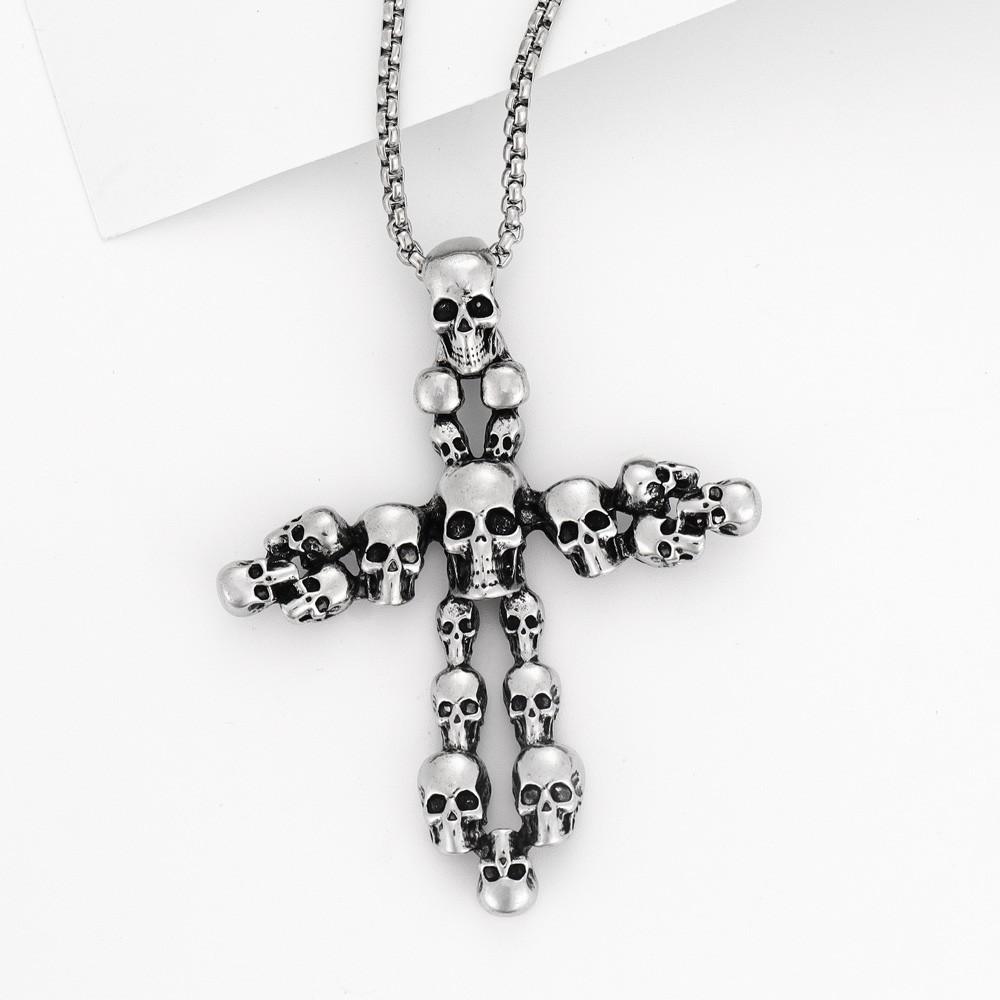 New Retro Cross Skull Pendant Necklace Niche Fashion Men's Necklace