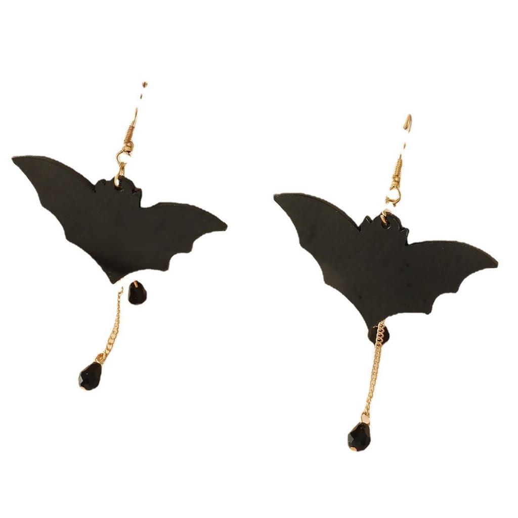 Diy Black Bat Logo Earrings Handcrafted Acrylic Ear Accessories For Women