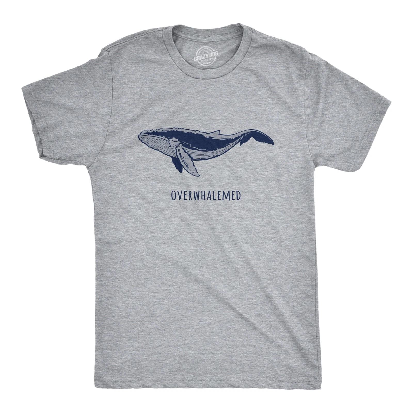 Mens Overwhalemed T Shirt Funny Sarcastic Overwhelmed Whale Graphic Joke Tee for XXL