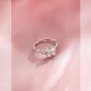 Anello regolabile a forma di quadrifoglio in argento S925 per donna - Lusso leggero, design alla moda e unico