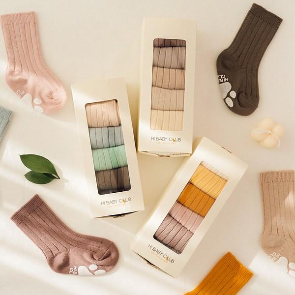 Hi Baby Club 6 tipuri de șosete lungi cu nervuri pentru sugari + set ambalaj cadou, produse coreene pentru bebeluși