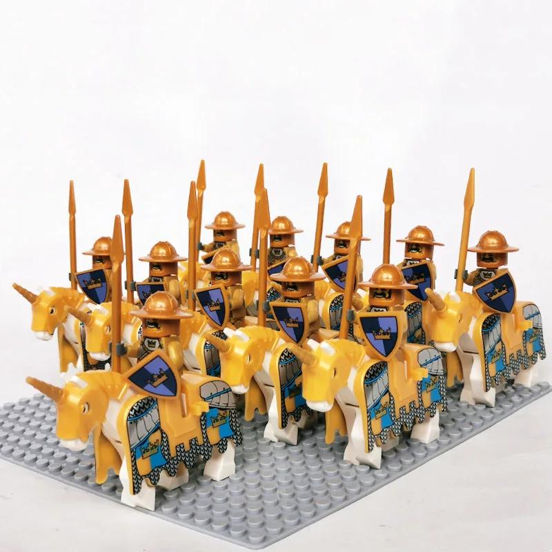 Medieval Roman Dynasty Commander Golden Warrior Spartan Solider Hawk Princess King Dragon Knight War Horse Figure Block Kids  Children Toy