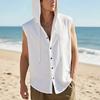 Summer Loose Casual Tank Tops Men American Style Linen Hooded Sleeveless Shirt Hip Hop Trendy Top Comfortable Breathable Vests