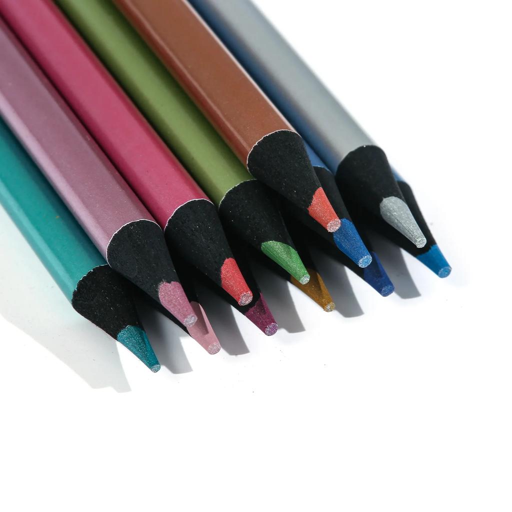 12 Color Metallic Colored Pencils Drawing Sketching Collection Painting Coloring Colour Pencils Profession Art Supplies For Artist