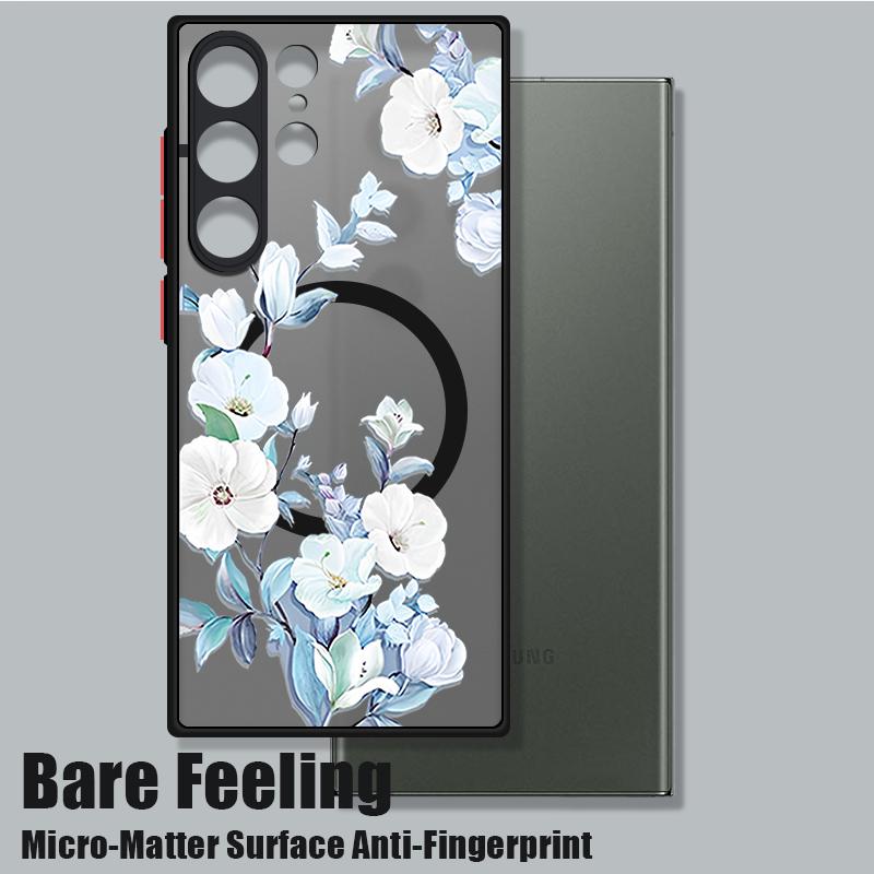 Colorful Flowers Print Magnetic Phone Case For Samsung Galaxy A37 A17 A56 A36 A55 A35 A26 A16 A25 A15 A54 A14 Acrylic Back Cover