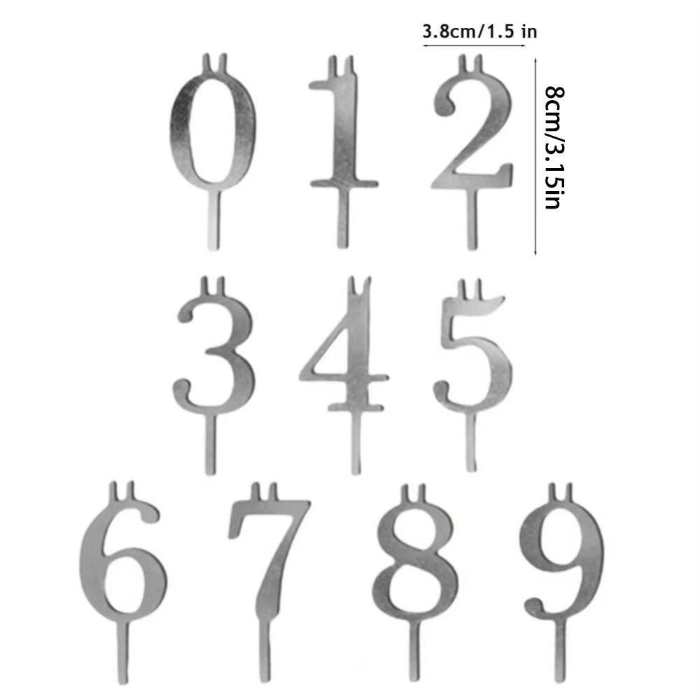 Reusable Number Birthday Candle Holder Set Adjustable Silver Cake Topper Decorations Party Cakes Accessories