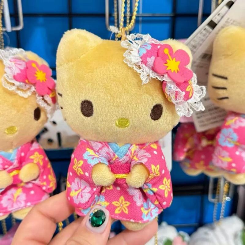Cartoon matcha My Sweet Piano Melody Hangyodon plush toy keychain kawaii Black Kimono  Soft Plushie Doll  bag charm