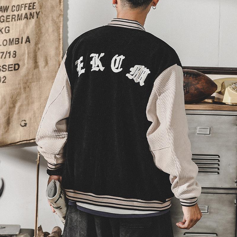 American Heavy Baseball Jersey Men'S Autumn Cardigan Sweater Men'S Trendy Brand Bomber Jacket Corduroy Jacket