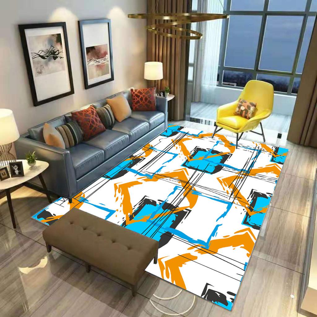Wohnzimmerteppich Geometrisch Abstrakt Tuschemalerei Teppich Couchtisch Sofa Schlafzimmer Bettvorleger