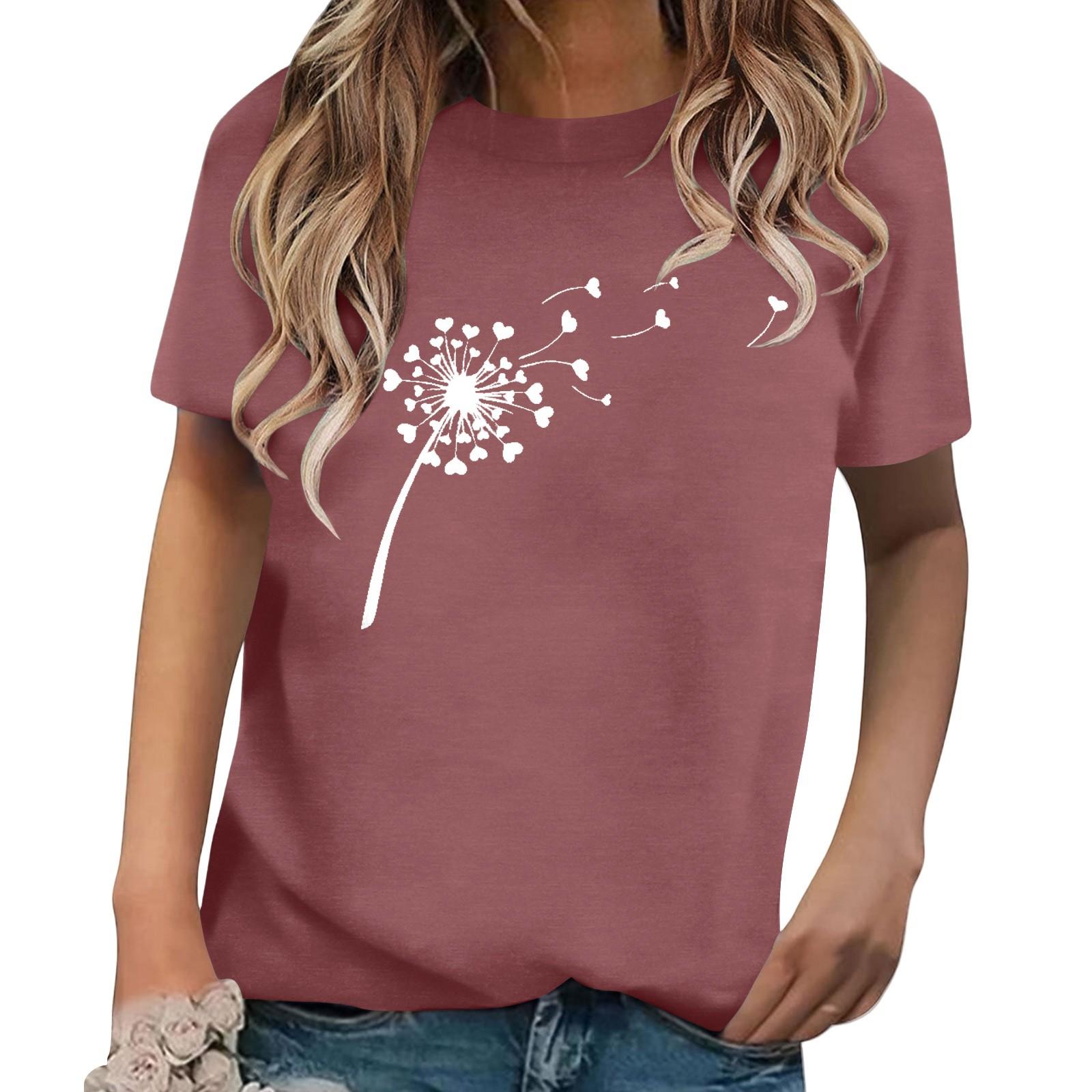 

Женская модная повседневная футболка с коротким рукавом и круглым вырезом с принтом XL арбуз красный