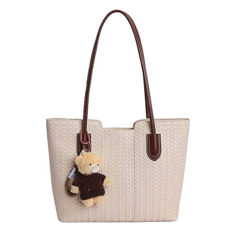 Large-capacity Retro Tote Bag with Woven Pattern, Single-shoulder Bag for Women