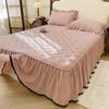 Solid Color Bed Skirt Simple Style Bed Linen with Elastic Band Home Bed Cover Soft Bedspread Faldones De Cama (No Pillowcase)