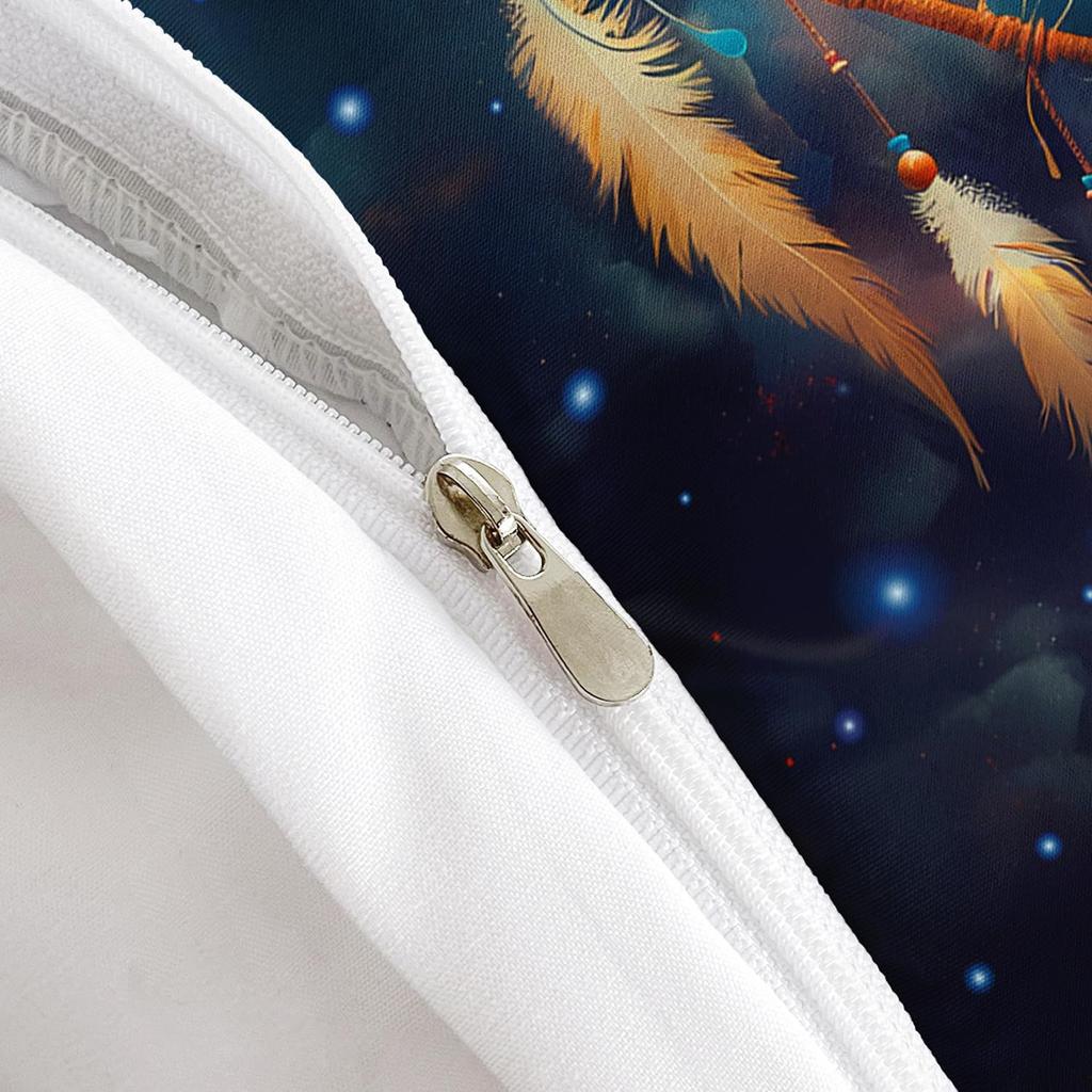 3D Weißwolf-Druck Bettbezug-Set Weich Atmungsaktiv Traumfänger Böhmischer Himmelsstil Bettdecke Bettwäsche für Kinder und Jugendliche