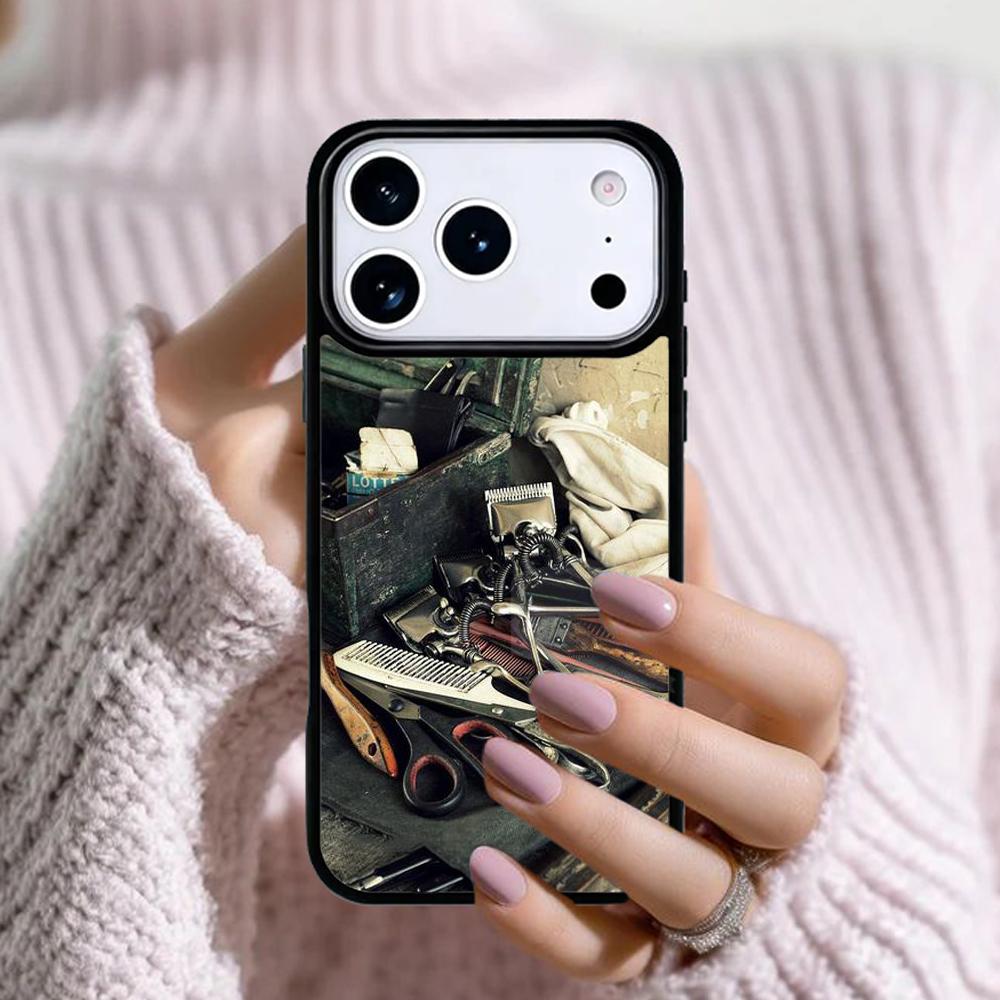 Barber Scissors Hairstylist Salon Phone Case For Apple iPhone 17 Air 16E 15 14 Plus 13 12 11 Pro Max Mini Funda Cover