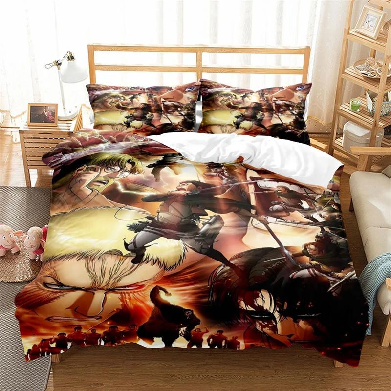 

Classic Trendy Titan Attack Pattern All Season sets Soft and Pillowcases Single Double Queen King Comforter Quilt Comforter (quilt)-EU Single(135*200cm)3pcs