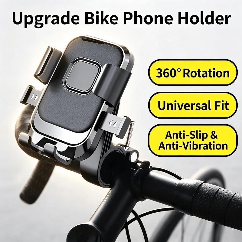 3pcs Sturdy Motorcycle and Bicycle Phone Mount with One-click Auto-lock Design, 360-degree Rotatable and Adjustable Bracket, Universal Phone Holder