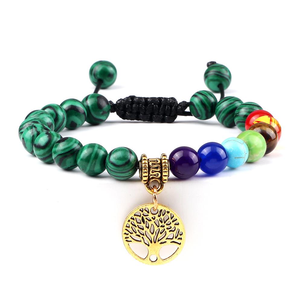 Tree of Life Pendant Woven Bracelet with Tiger Eye Matte Stone Beads - European & American Fashion