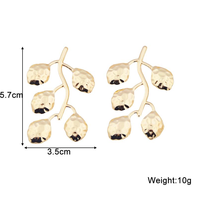 Irregular Branch Leaf Geometry Golden Smooth Stud Earrings for Women Girl Korean Love Aesthetic Daily Life Minimalist Jewelry