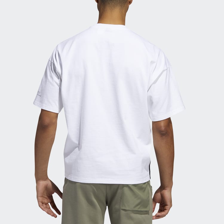 adidas T Shirts Men's White Crew Neck Moderate Straight Fit GC9948