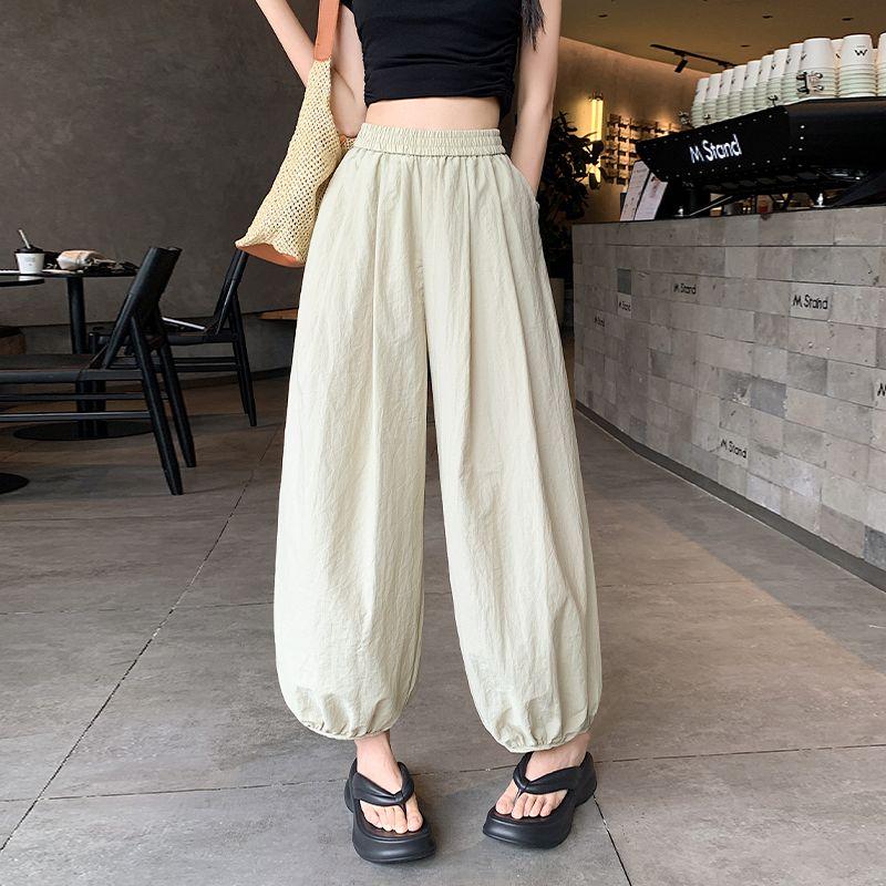 

Солнцезащитные Пушистые Трехмерные Фонарики Женские Летние Повседневные Укороченные Свободные Брюки-морковки 4XL абрикосовый