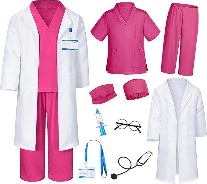 Children Doctor Role Play Set White Coat Nurse Costume Dress Up Pretend Play Toy